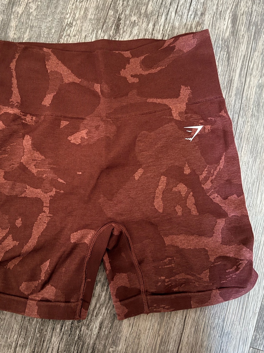 Gymshark Burgundy Seamless Camo Bike Shorts